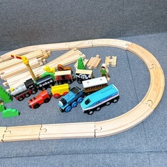 木製レール 汽車電車セット  はやぶさ　曲がりレール8本 直線レール8本 他おまけ クリスマスにもの画像