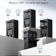 薄型軽量 海外変換プラグ 4ポート AC USB-A USB-C の画像