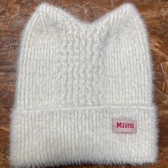 耳ありニット帽　白の画像
