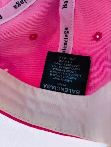 BALENCIAGAピンクベースボールキャップグランジリメイク加工