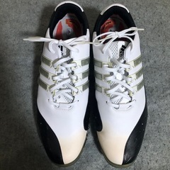 アディダス ゴルフシューズ スパイク 高級モデル ほぼ新品 予備の変え鋲6個付き レンチ付き 26.5センチの画像