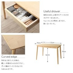 【引出付】優しい色味 温もりの木肌 北欧スタイル ダイニングテーブル【W115】の画像