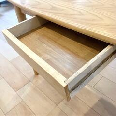 【引出付】優しい色味 温もりの木肌 北欧スタイル ダイニングテーブル【W115】の画像