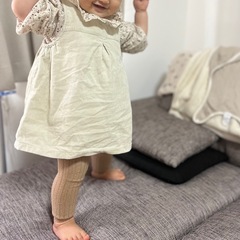 美品　コーデュロイワンピース　白　ワンピース80の画像