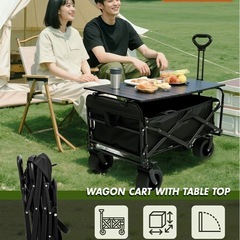 キャリーワゴン 新品　ブラック 大容量 折りたたみ キャンプ BBQ 荷物の画像