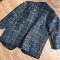 レディース コート Ｌ　ツイード チェック 裏地 キルティングの画像