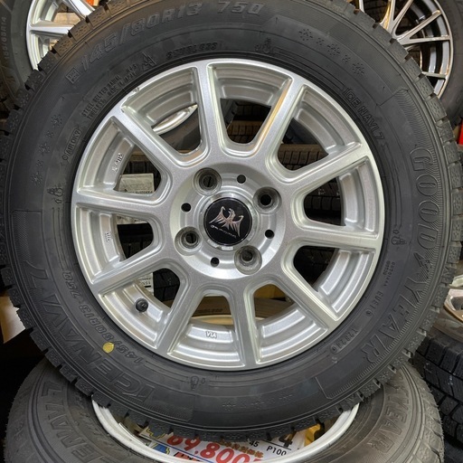 値下げ！　１４５／８０Ｒ１３　　スタッドレスタイヤ＆アルミホイール４本セット　ほとんどの軽自動車に‼️