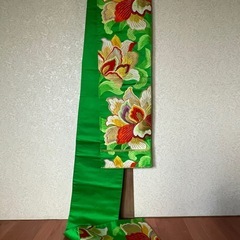 振袖 クリーム色 紫 花柄✧ママ振り✧帯セット✧の画像