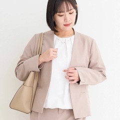 3L ノーカラージャケット ベージュの画像