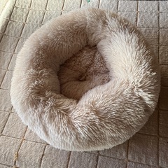 猫 犬 ベッド クッション ラウンド型 もふもふ 丸型  (50cm, ベージュ)の画像