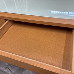 センターテーブル　木目＆ガラスの画像