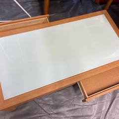 センターテーブル　木目＆ガラスの画像