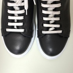 ジップアップ レースアップブーツ スニーカー ボア付き レザー 黒 厚底 美品の画像