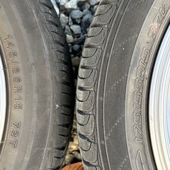 希少品【三菱 アイ （i）にも適合します、前後異サイズ 軽自動車用 社外品15インチアルミホイール 145/65R15・175/55R15 タイヤ付き4本セット】他車流用や車検用にもの画像