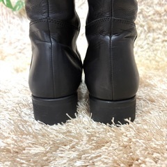 美品 ing 黒 レザー ロングブーツ 23cm サイドジップ ファスナー付きの画像