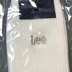 Lee ソックス 靴下 25cm〜27cm メンズ オフホワイト ゴールド 刺繍の画像