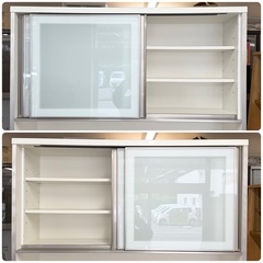 【超美品‼️】定価99,990円♪ 現行モデル ニトリ 120cm幅キッチンボード《アルミナ2》 食器棚 収納家具 鏡面仕上げホワイト♪の画像