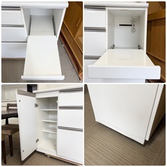 【超美品‼️】定価99,990円♪ 現行モデル ニトリ 120cm幅キッチンボード《アルミナ2》 食器棚 収納家具 鏡面仕上げホワイト♪の画像