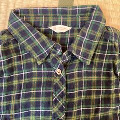 （東京・引き取り）ネイビー×グリーンの秋冬向けシャツMサイズの画像