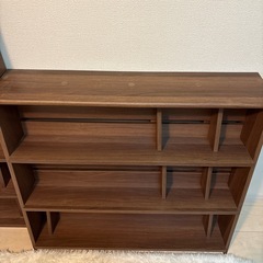 LOWYA ロウヤ 本棚 収納棚 漫画収納 大容量 スリム おしゃれ 木製 ラック 教科書 収納 幅90cm 上下段 セット ウォルナットの画像