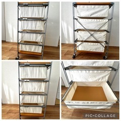 無印良品　スチールユニットシェルフ　4段帆布バスケット　収納の画像