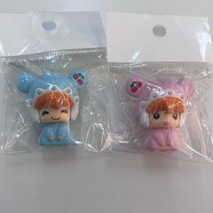 ミニフィギュア 2点セット ピンク ブルー キャラクター人形 未開封 可愛い まとめ売りの画像