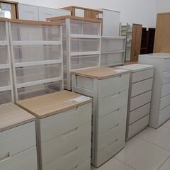 ★リユースのサカイ日立店★HJ8594  チェスト ベージュ/ホワイト H78×D40×W55 クリーニング済み の画像