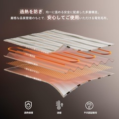 新品　電気毛布 掛け敷き 140×80 ブランケット ストライプ シングル ひざ掛け ダニ退治 速暖の画像
