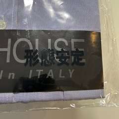 未使用品COMO HOUSEメンズ半袖ワイシャツビジネスシャツ青色ブルー系襟回り41-裄丈ゆき丈26 ドレスシャツ 袋入 形態安定表記サイズLの画像