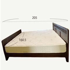 ベッド クインサイズ 木製 マットレス付きの画像