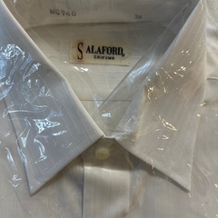 袋入り未使用品SALAFORD　CHIKUMA半袖ワイシャツ半袖ビジネスシャツ半袖ドレスシャツA形襟回りえり回り38ホワイト白色系の画像
