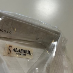 袋入り未使用品SALAFORD　CHIKUMA半袖ワイシャツ半袖ビジネスシャツ半袖ドレスシャツA形襟回りえり回り38ホワイト白色系の画像