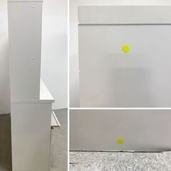 パモウナ キッチンボード 幅160 上下段ソフトクローズ ハイカウンターダイヤモンドハイグロス 白 食器棚 中古家具 店頭引取歓迎 R10283の画像
