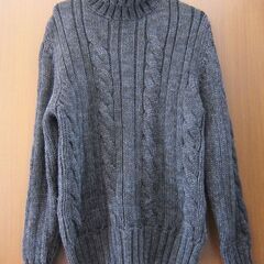 美品　イタリア製（メルキオール MELCHIOR ）タートルネックセーター　メンズ　ブラック　Lサイズ　　 ウール１００％　の画像