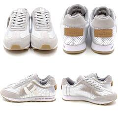 【未使用】SANGACIO サンガッチョ Wako's room イニシャルスニーカー にゅーず レザー 24.5cm シルバー W-SGC-2302-M レディースの画像