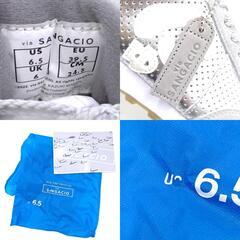 【未使用】SANGACIO サンガッチョ Wako's room イニシャルスニーカー にゅーず レザー 24.5cm シルバー W-SGC-2302-M レディースの画像