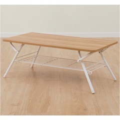 ニトリ折りたたみテーブル　シェルフ付きの画像