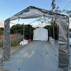 倉庫 車庫 テントガレージ ハウス　パイプガレージ 天幕なしの画像