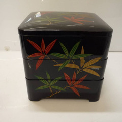 ☆▲重箱　お重　三段重　漆器　漆芸　漆塗り　弁当箱　共箱　hの画像