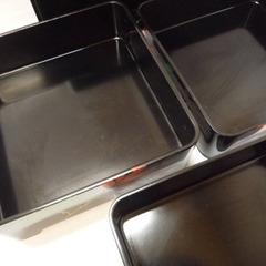☆▲重箱　お重　三段重　漆器　漆芸　漆塗り　弁当箱　共箱　hの画像