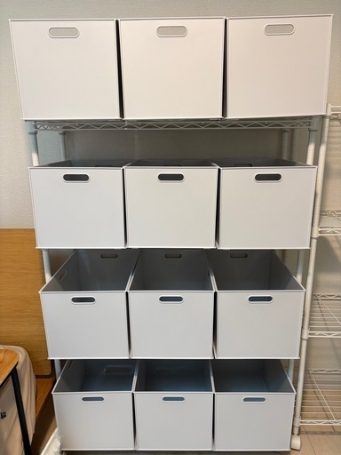 ニトリ バスケット Nインボックス レギュラー グレー 12点 スチールラック