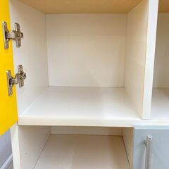 A-833【リユースのサカイ野々市店】ジモティ来店特価‼ チェスト木製 ホワイト×イエロー×グレー クリーニング済みの画像