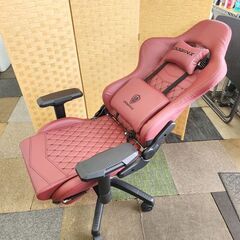 Dowinx ゲーミングチェア レッド オットマン付き レザー 振動機能付き リクライニング デスクチェア OAチェア 札幌 北20条店の画像