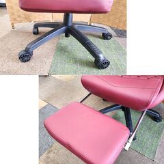 Dowinx ゲーミングチェア レッド オットマン付き レザー 振動機能付き リクライニング デスクチェア OAチェア 札幌 北20条店の画像