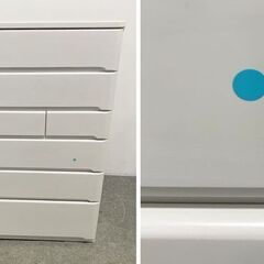 ニトリ 6段ハイチェスト オウカ 幅105 天然木 ホワイト 大容量衣類収納 リビング 寝室 タンス 木目 中古家具 店頭引取歓迎 R10282の画像