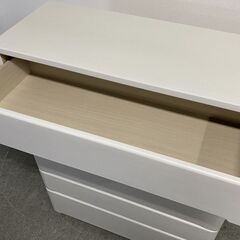 ニトリ 6段ハイチェスト オウカ 幅105 天然木 ホワイト 大容量衣類収納 リビング 寝室 タンス 木目 中古家具 店頭引取歓迎 R10282の画像