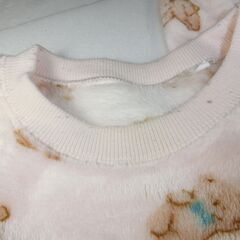  キッズ パジャマ 90サイズ クマ柄 フリース 長袖 ピンク ホワイトの画像