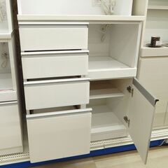 ニトリ NITORI 食器棚 キッチンボード クリスナ KRISNA80KB-WH ホワイト 耐震ロック付 /札幌市清田区の画像