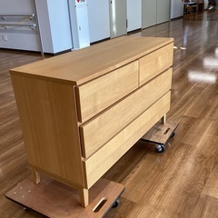 3段チェスト　ータモ材柾目仕上げー【町田市再生家具】　252639の画像