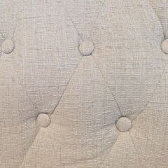 オットマン付き 2人掛け ファブリックソファソファ ホワイトベージュの画像